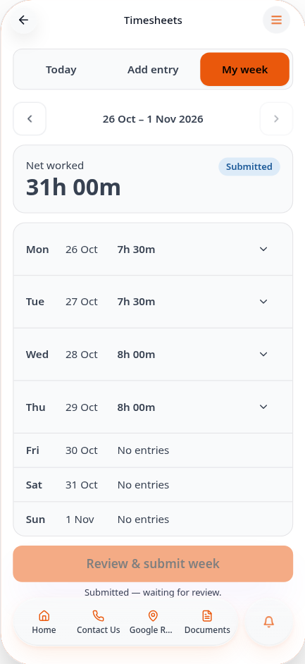 Track staff hours with Timesheets