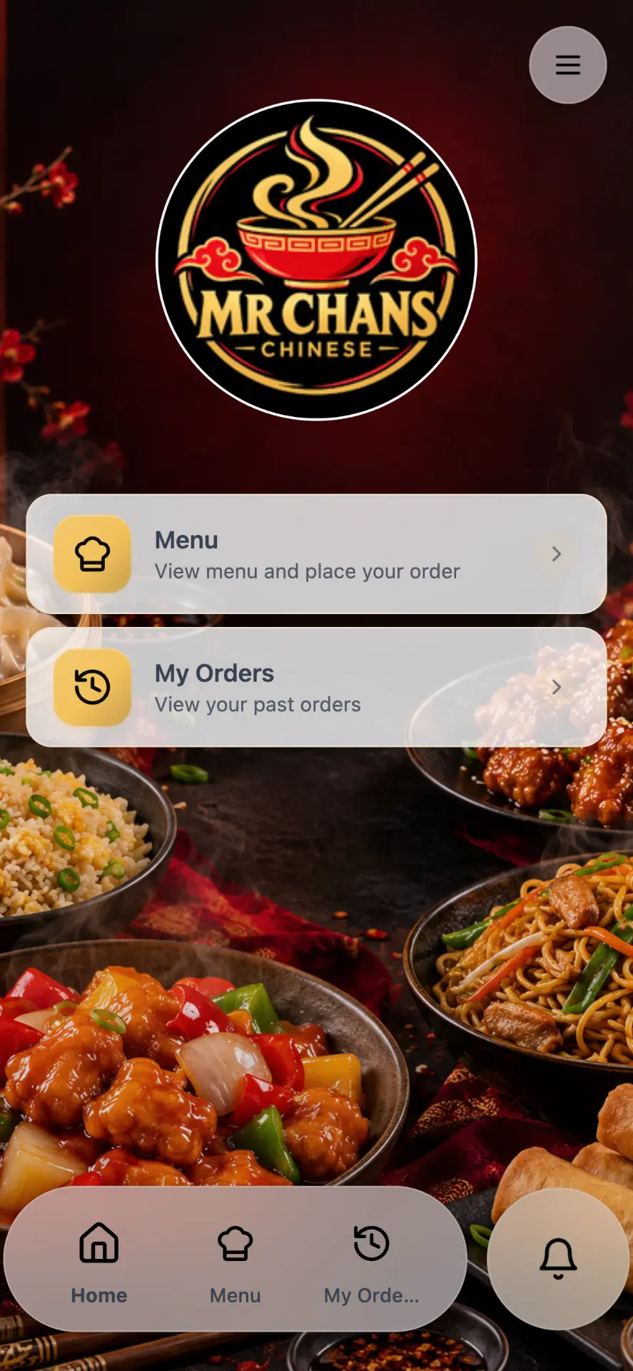 Mr Chans Chinese app homepage