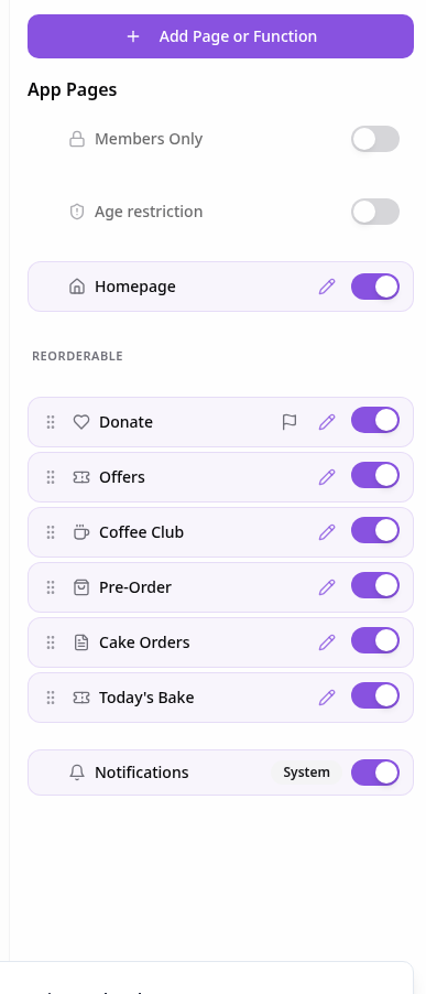 Pages panel in the help-guides demo app
