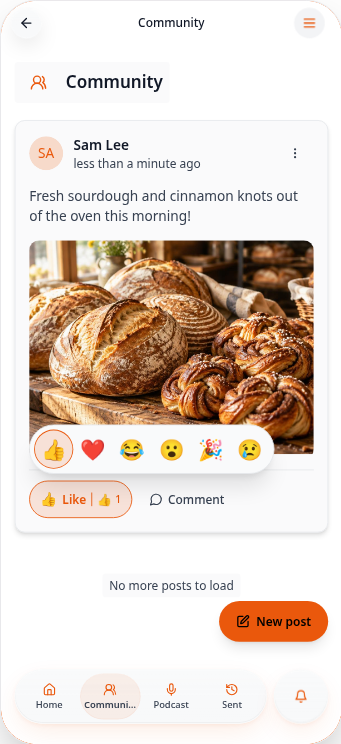 Post with a like reaction added