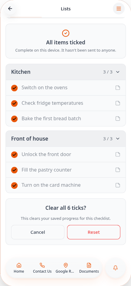 Reset confirmation asking to clear all 6 ticks