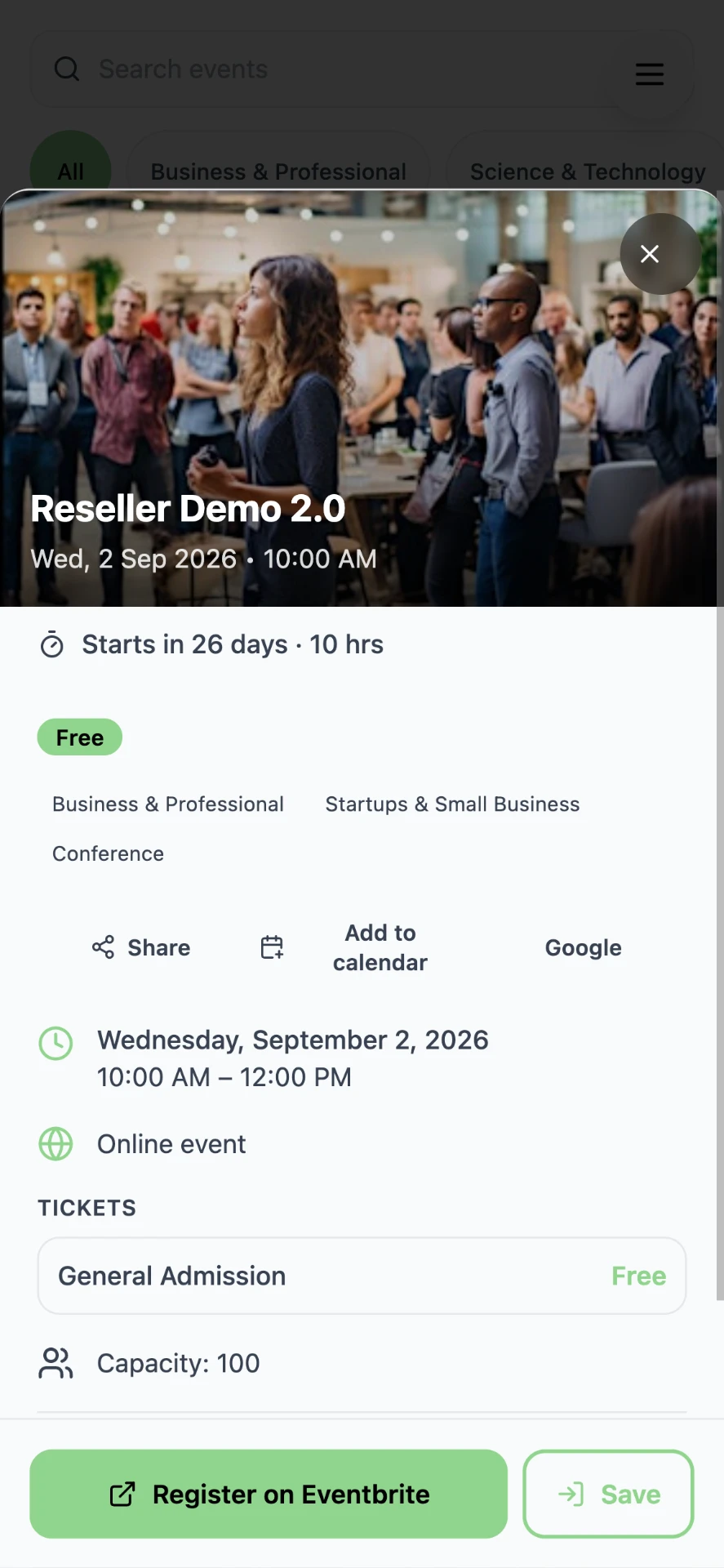 AppBuild app example showing event details example — AppBuild vs Buzzshot app builder comparison