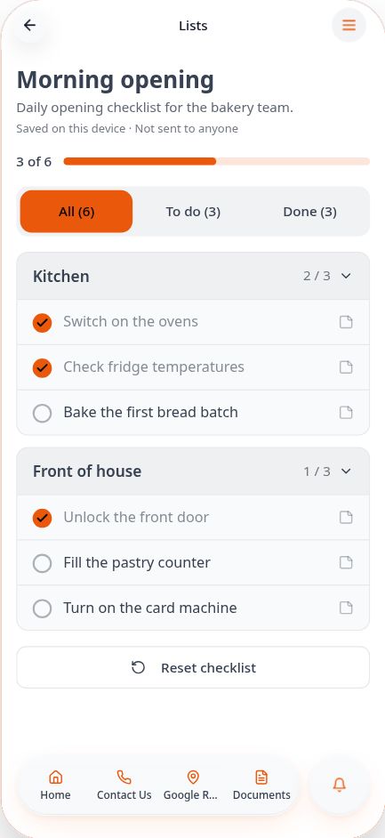 Make reusable checklists with Lists