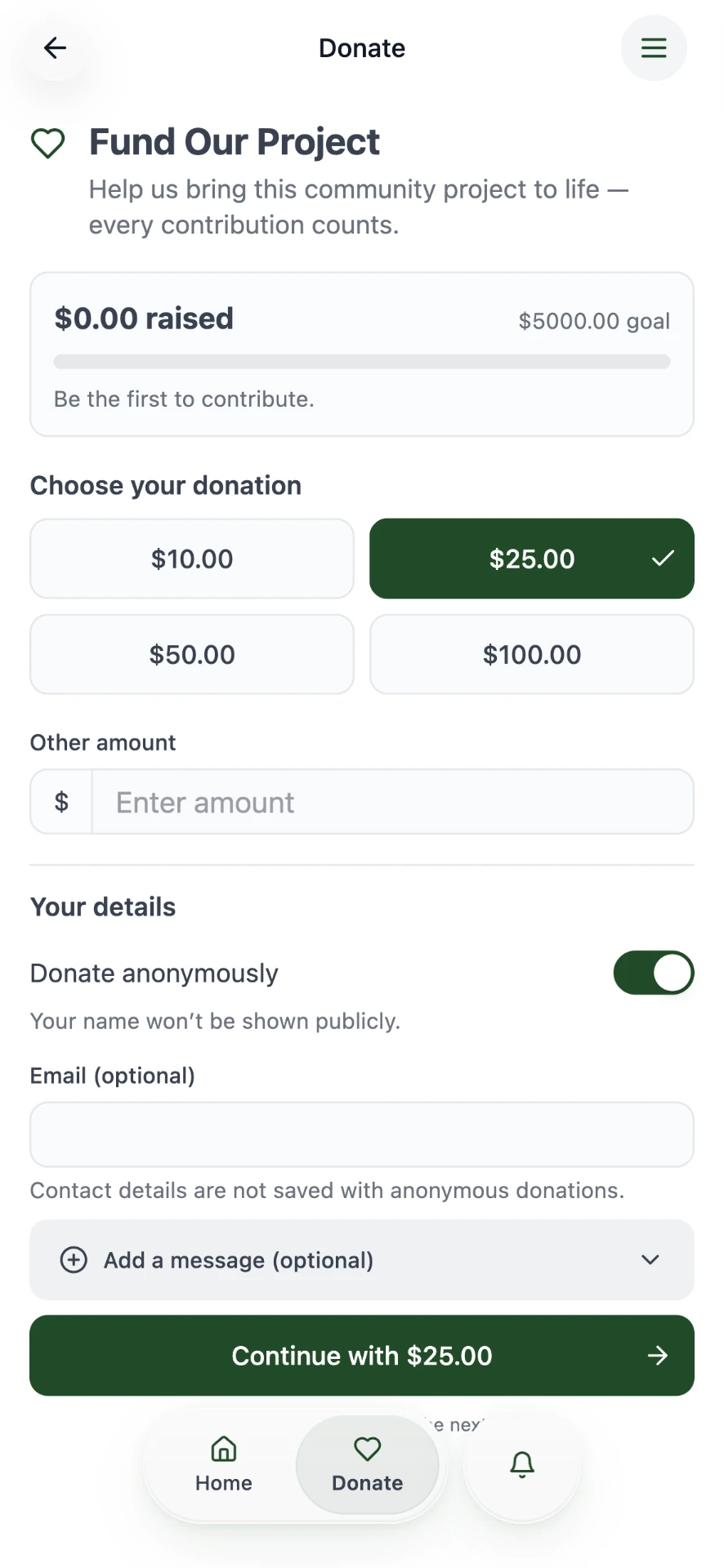 Accept donations
