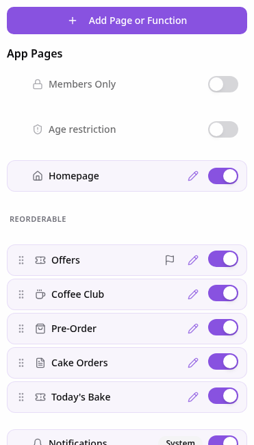 Pages panel in the Demo Bakery Co editor