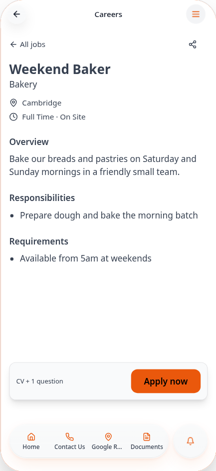 Weekend Baker vacancy with Apply now
