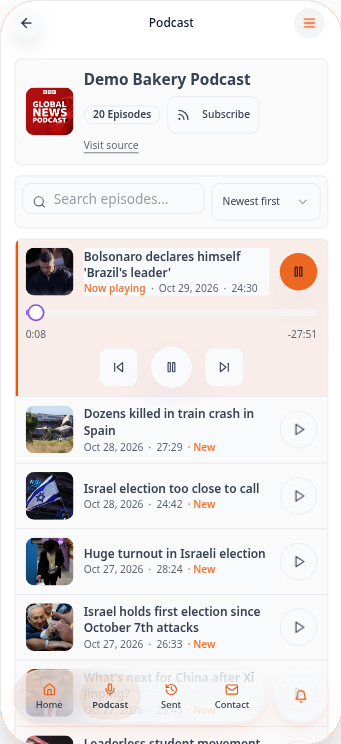 Playing episode with the expanded player controls