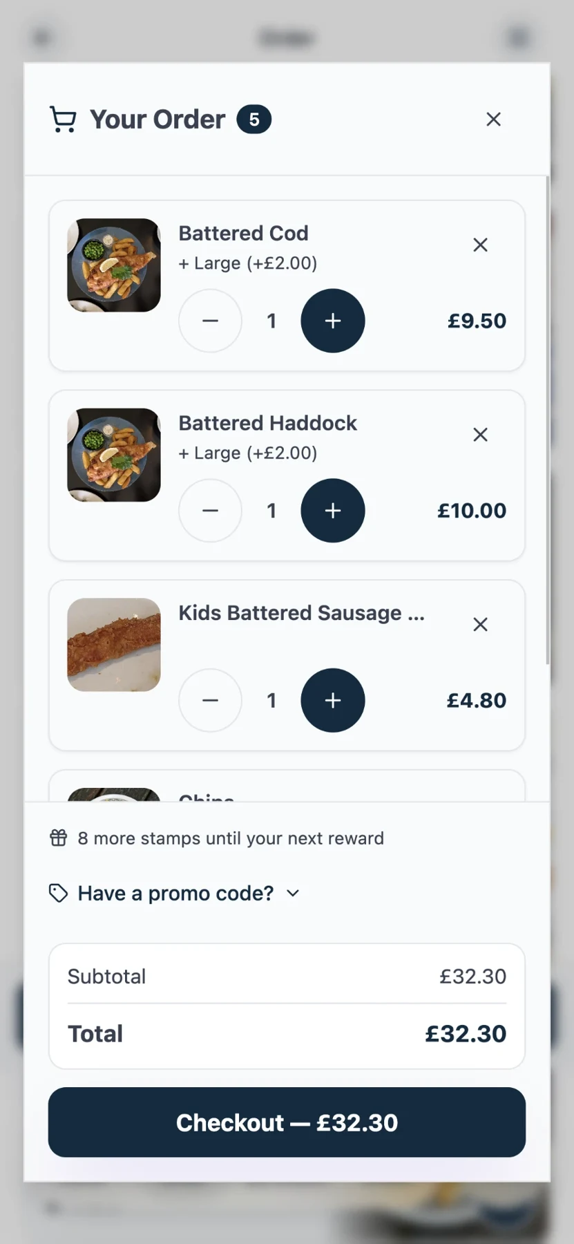 The Golden Catch app example: Get the order ready