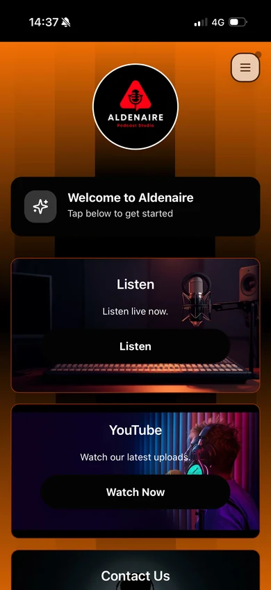 Radio station live listen screen
