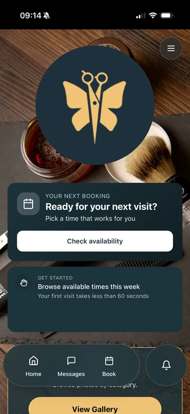 Barbershop booking screen