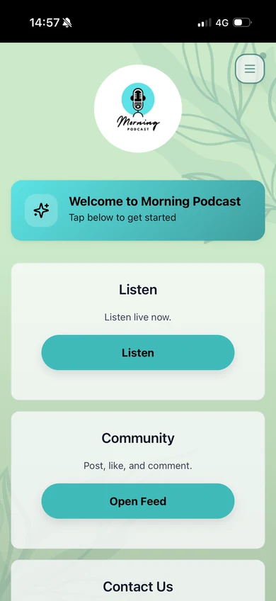 Podcast app home screen