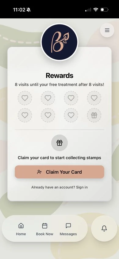 Salon app home screen