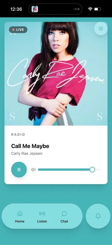 Radio app player screen