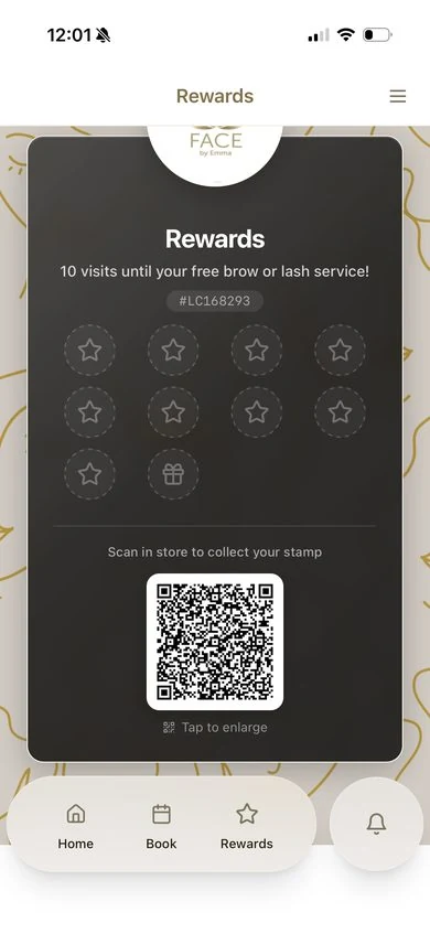 Beauty studio rewards card