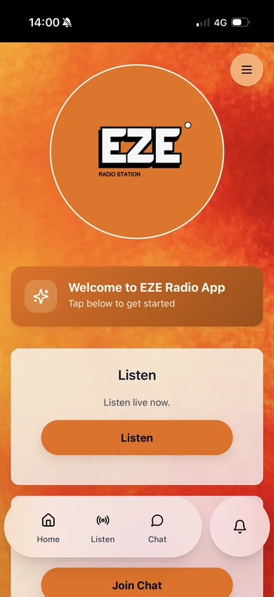 Radio app home screen
