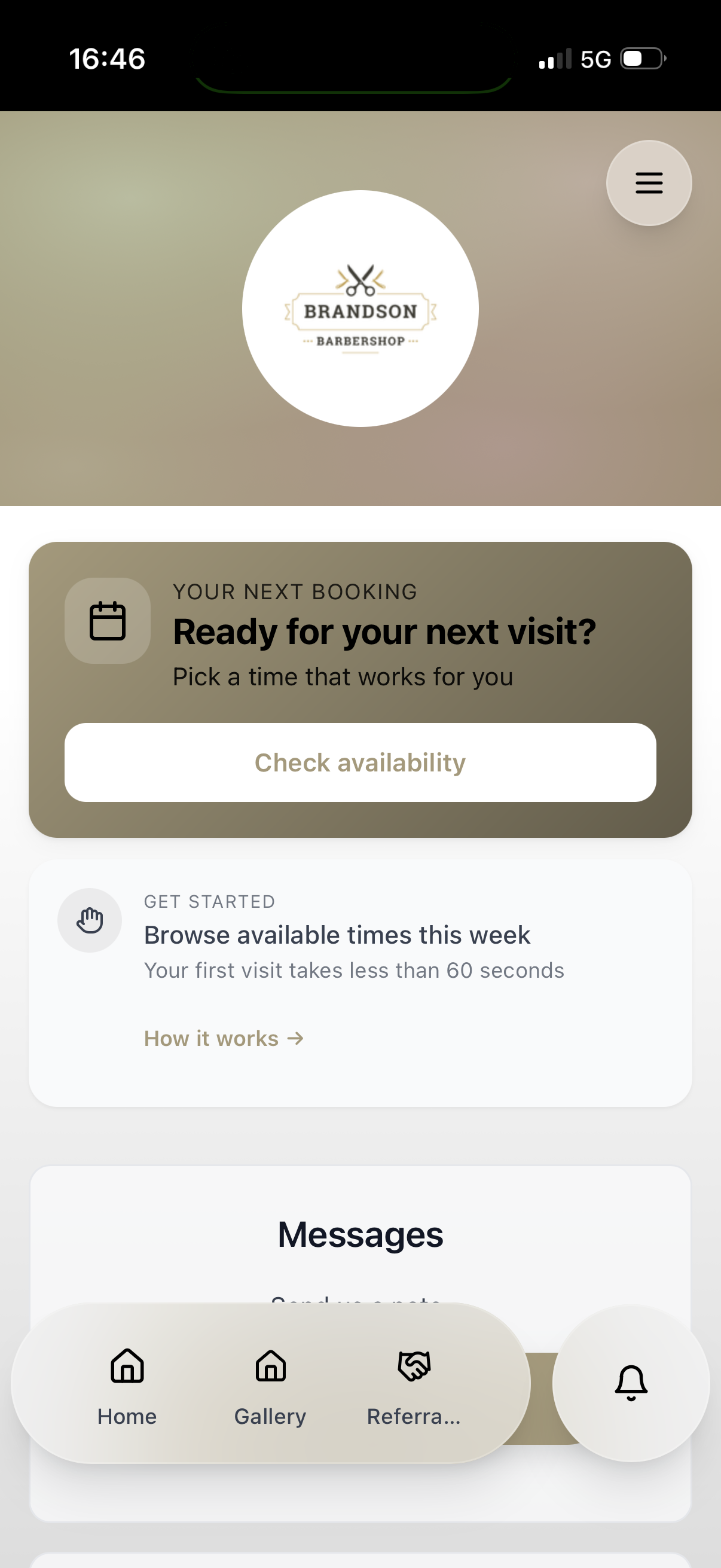 Barbershop app loyalty card