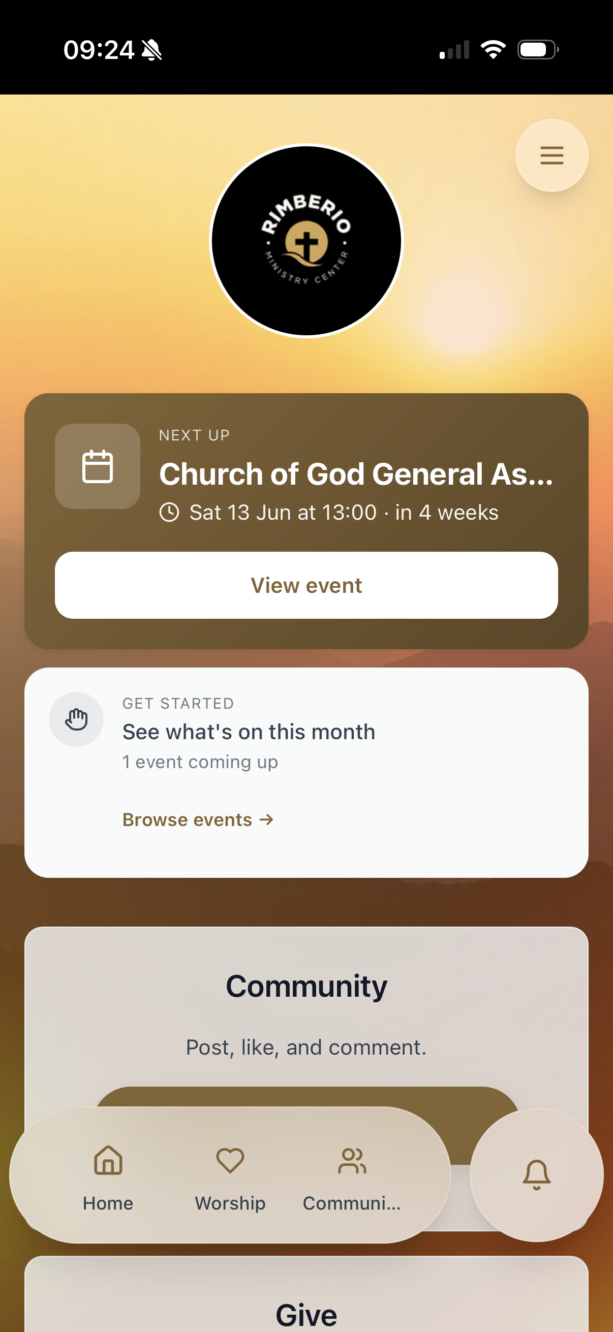 Church app calendar