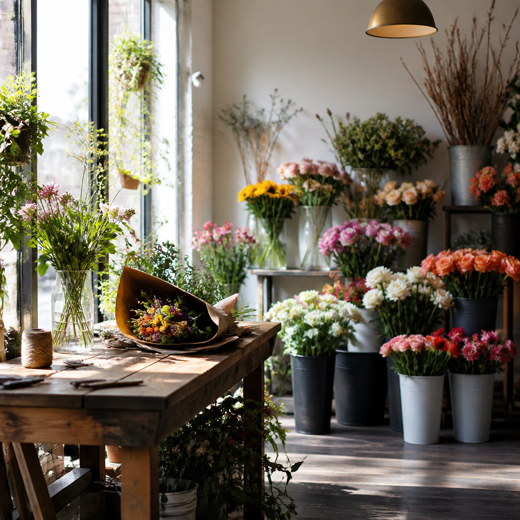 Florist app showing bouquet orders, occasion reminders and delivery updates on a phone