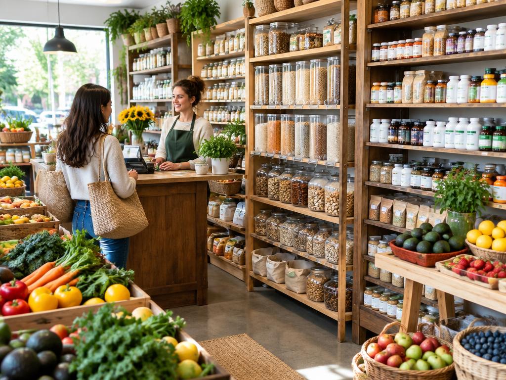 A view inside an independent health food shop business