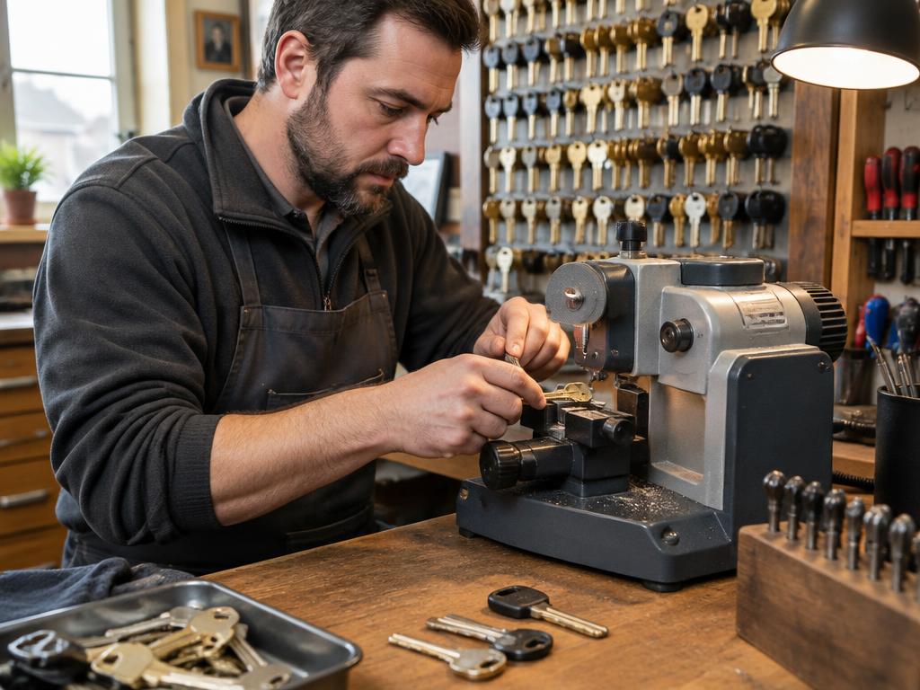 A view inside an independent locksmith business