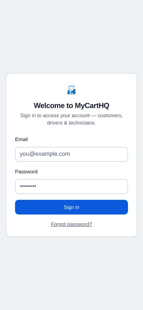 My Cart HQ running as a mobile app