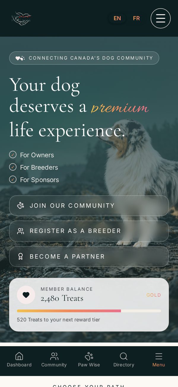 Paw Privileges Rewards running as a mobile app