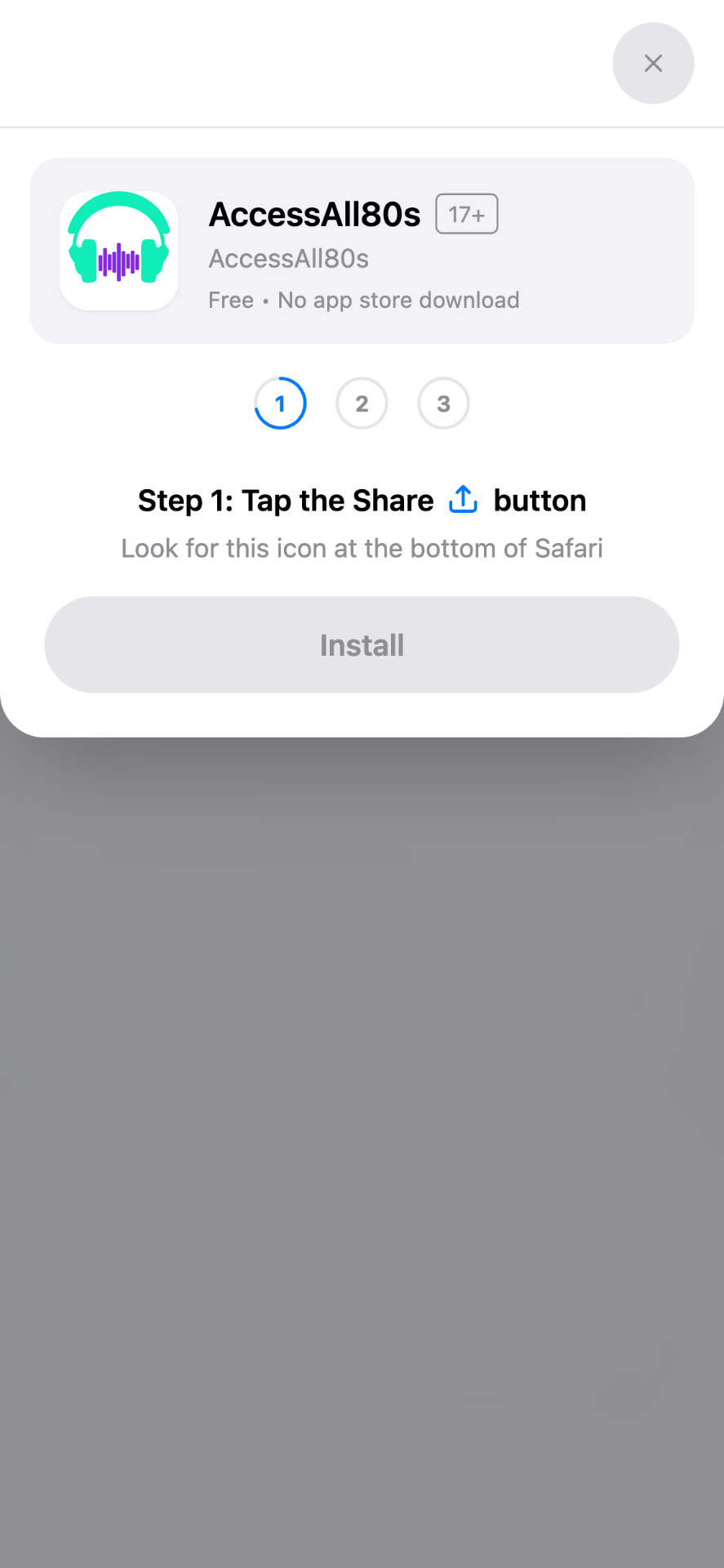 PWA Install Landing Screen