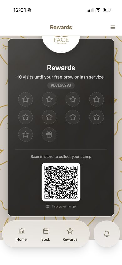 Dark luxury rewards card screen