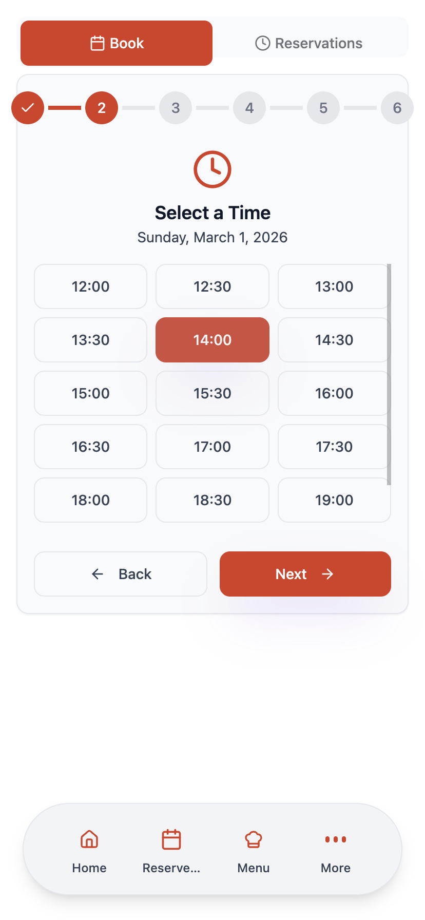 Effortless Table Reservations - Step 2