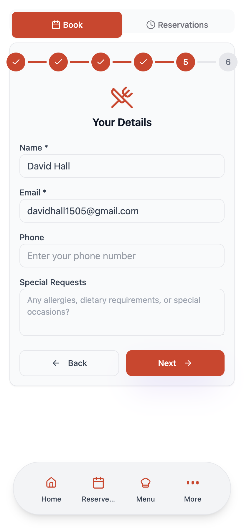 Effortless Table Reservations - Step 5