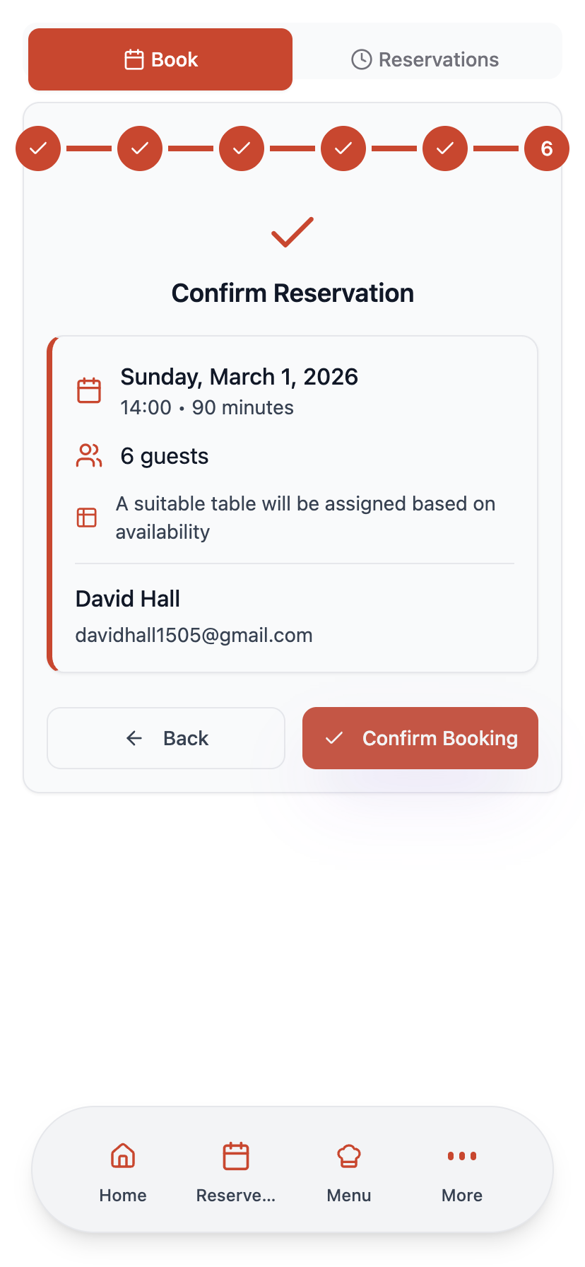Effortless Table Reservations - Step 6